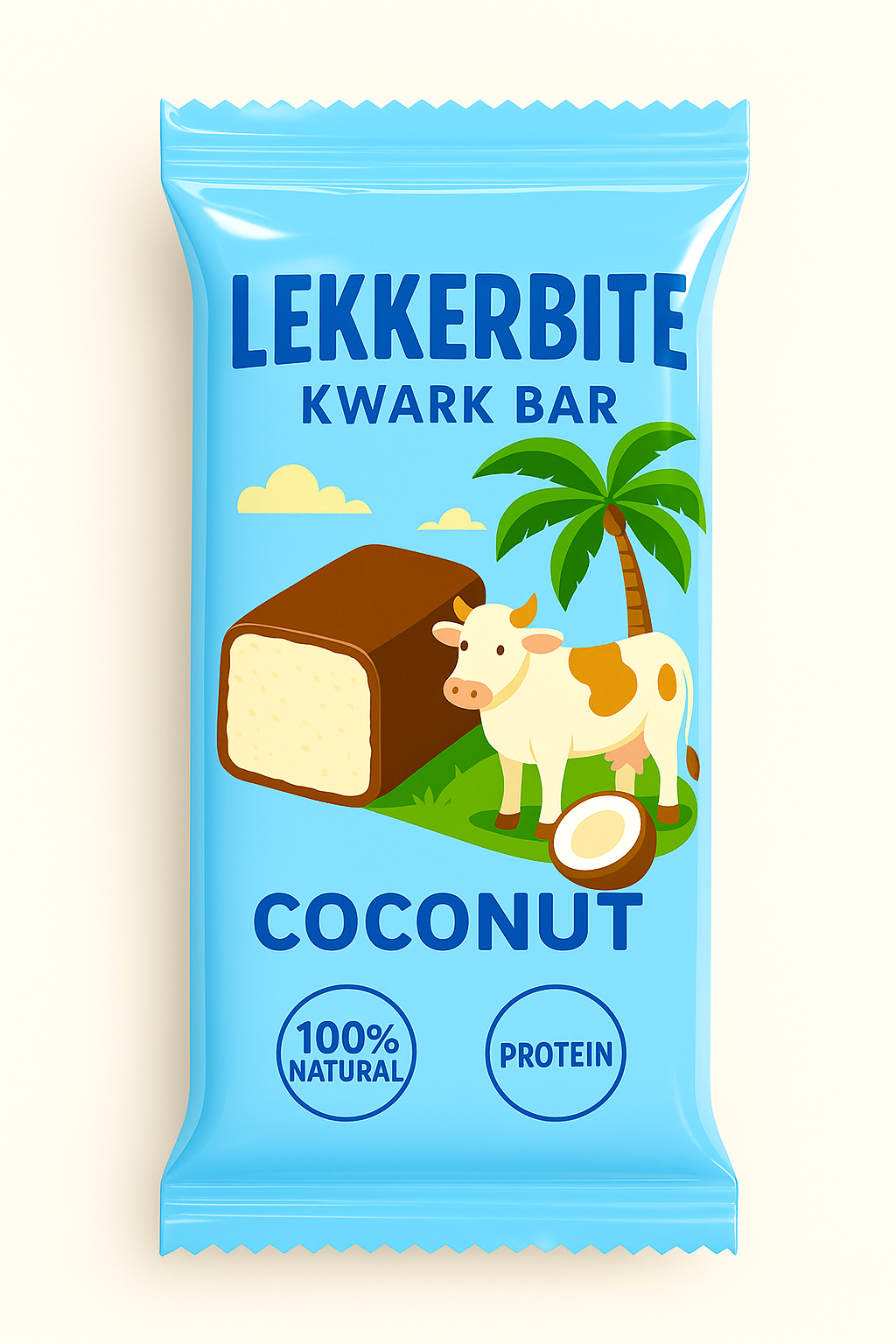 LekkerBite Coconut — transparante flow‑pack